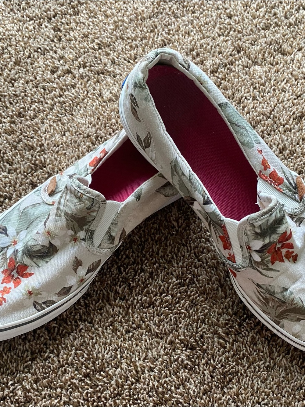 Keds Women Floral Canvas Slip On Sneakers Shoes White Multi Print Size 10 Casual